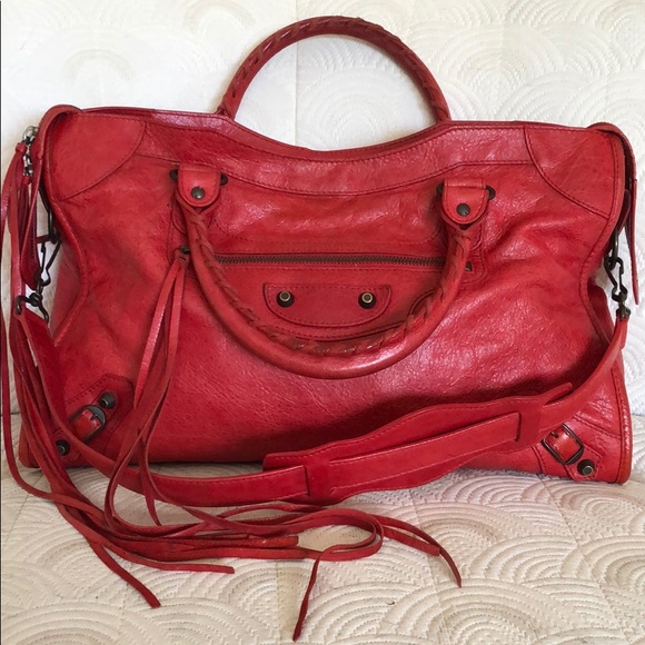 Balenciaga Handbags - Balenciaga Motorcycle Bag in 🍅 Tomato